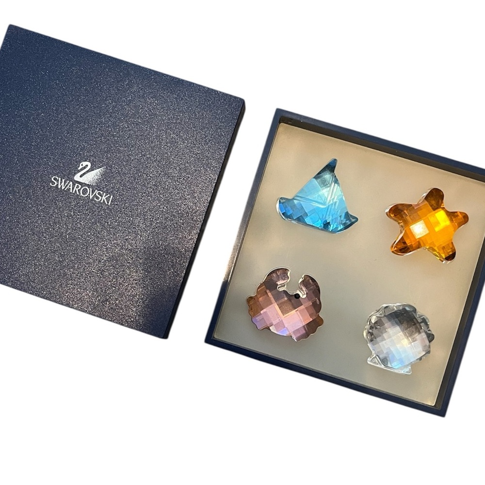 RARE swarovski limited edition vintage set of four crystal beach life figurines